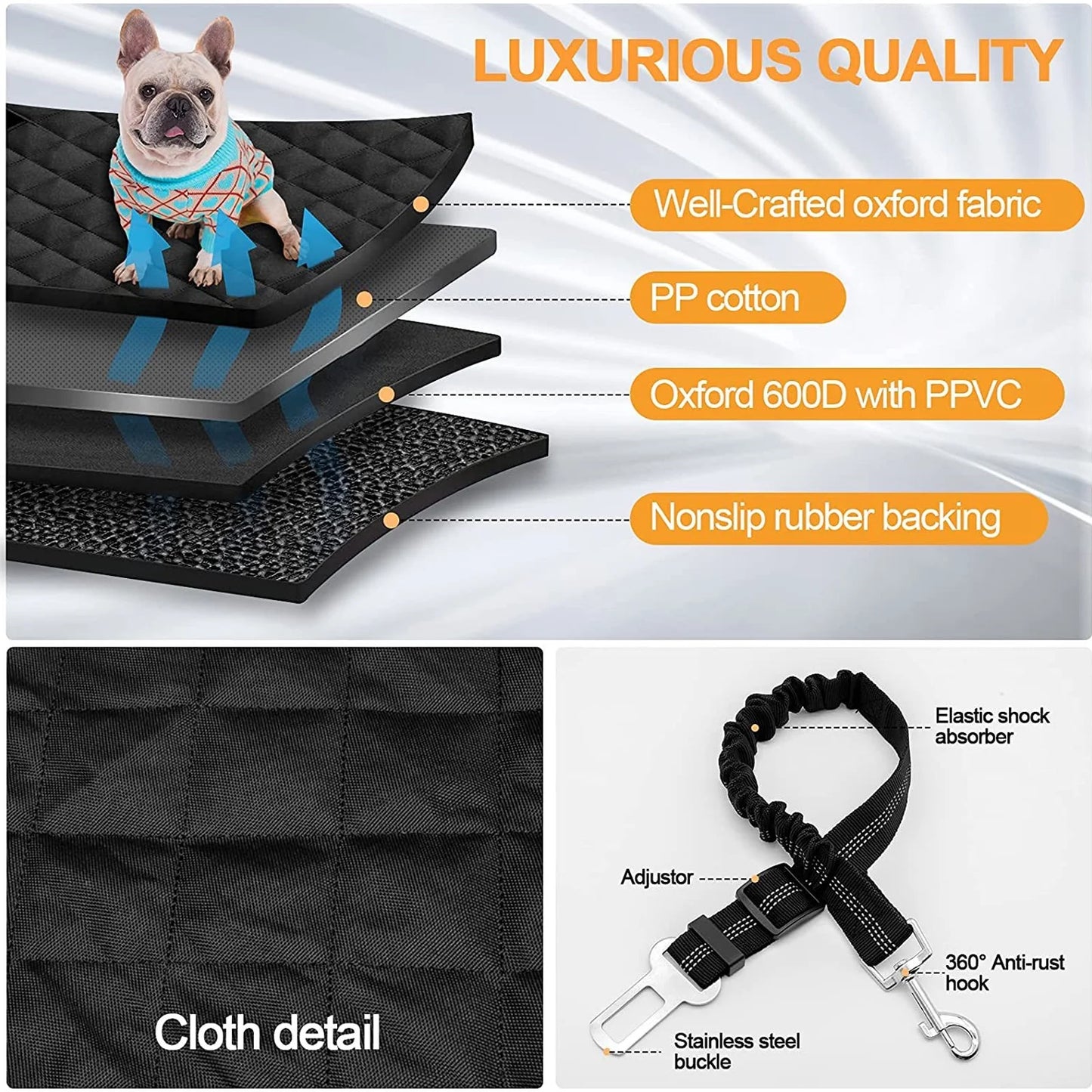 🚗 PupGuard Waterproof Car Seat Cover + 2 Safety Belts