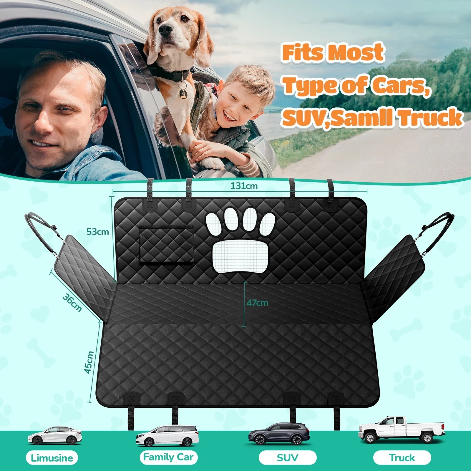 🛡️ PupHaven Waterproof Hammock Car Seat Cover