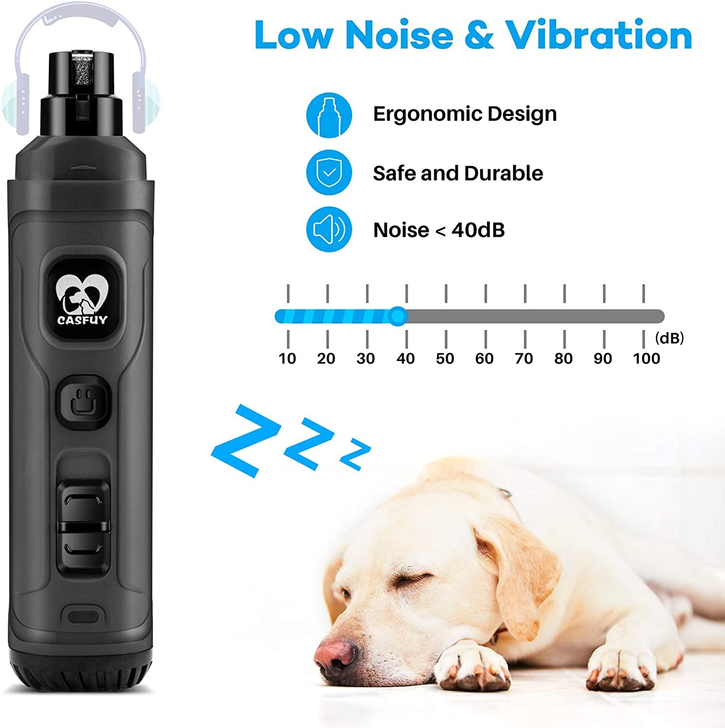 💡 2-Speed LED Pet Nail Grinder – Safe & Painless Trim
