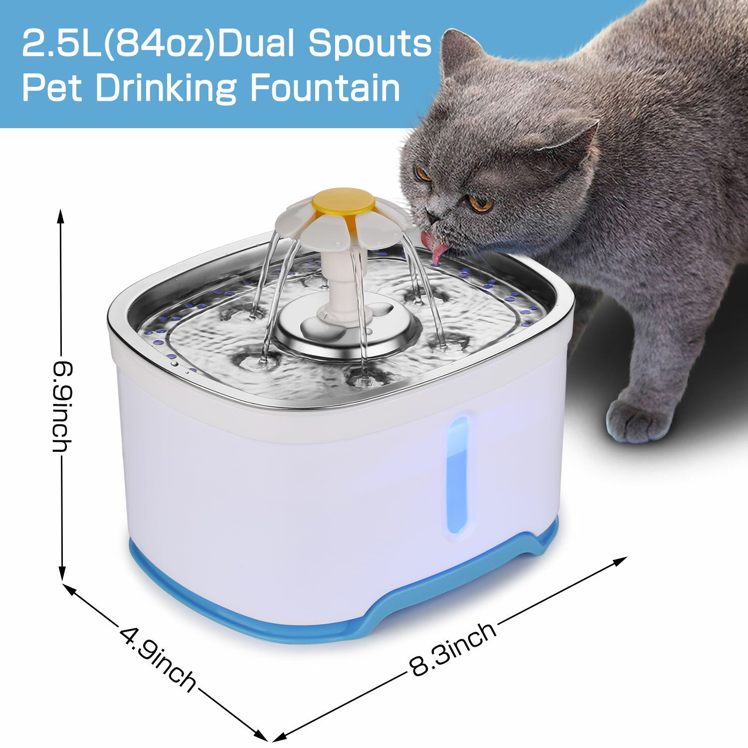 💧 Pawtain 2.5L Fresh Flow Pet Fountain