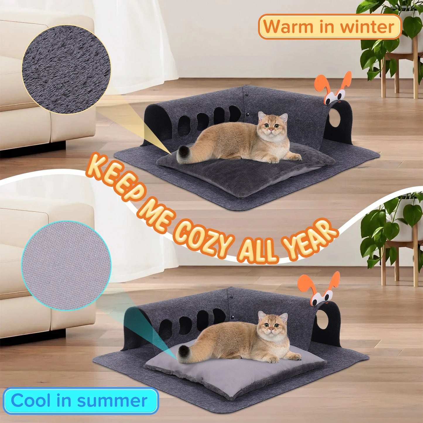 🐱 TunnelNook 2-in-1 Cat Bed & Play Tunnel