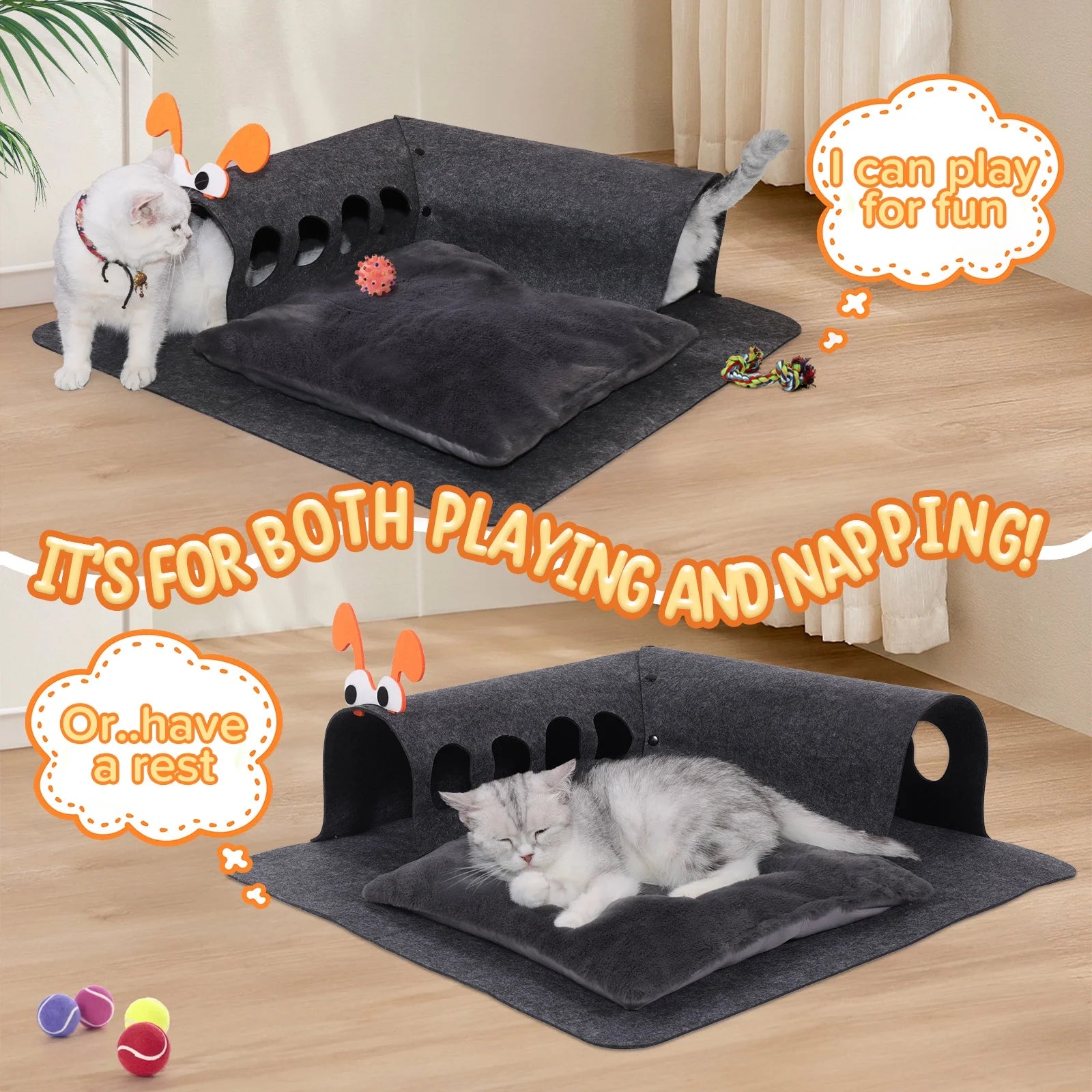 🐱 TunnelNook 2-in-1 Cat Bed & Play Tunnel