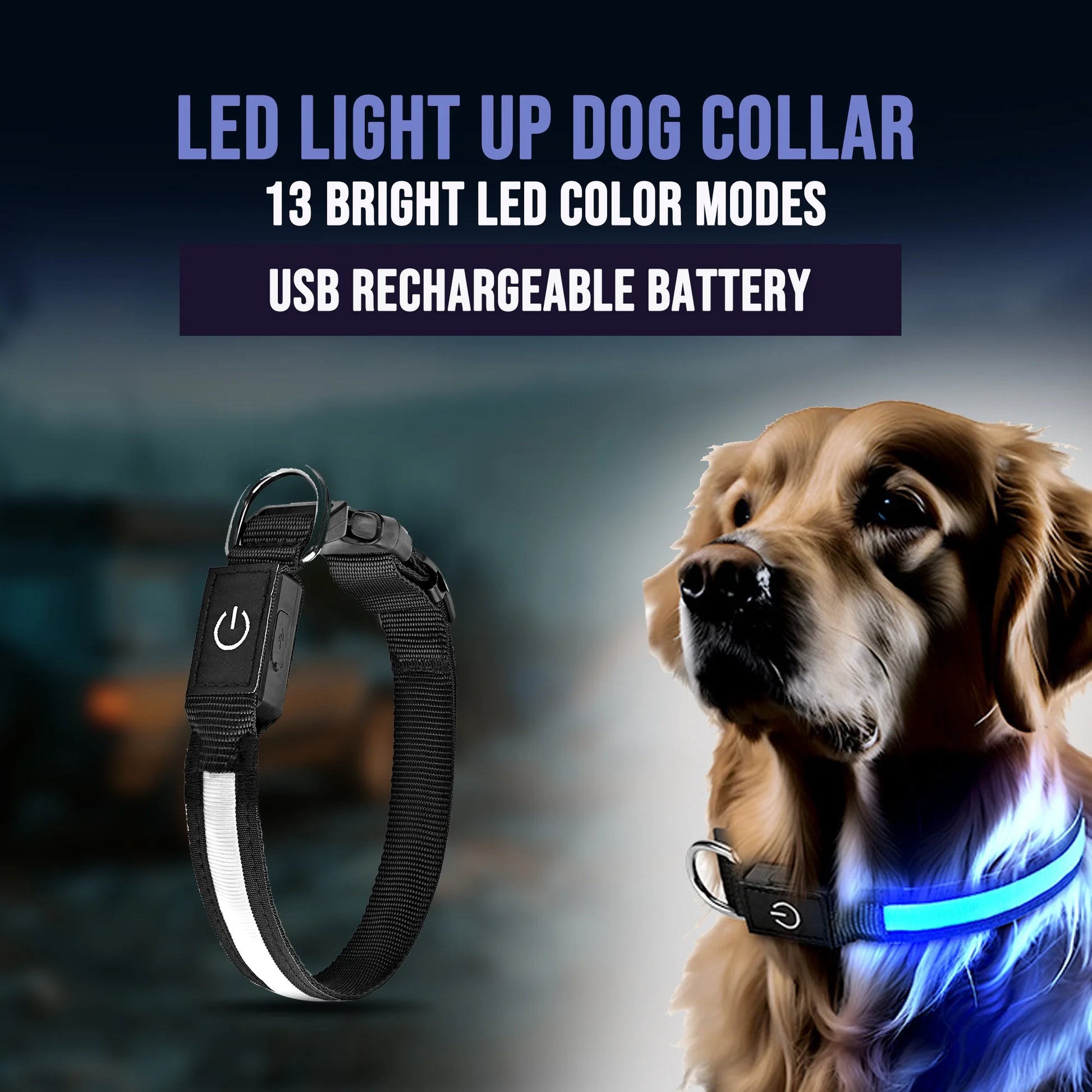 💡 GlowPup USB Rechargeable LED Safety Collar