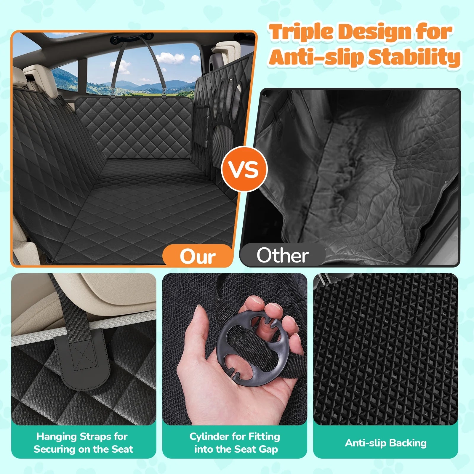 🛡️ PupHaven Waterproof Hammock Car Seat Cover