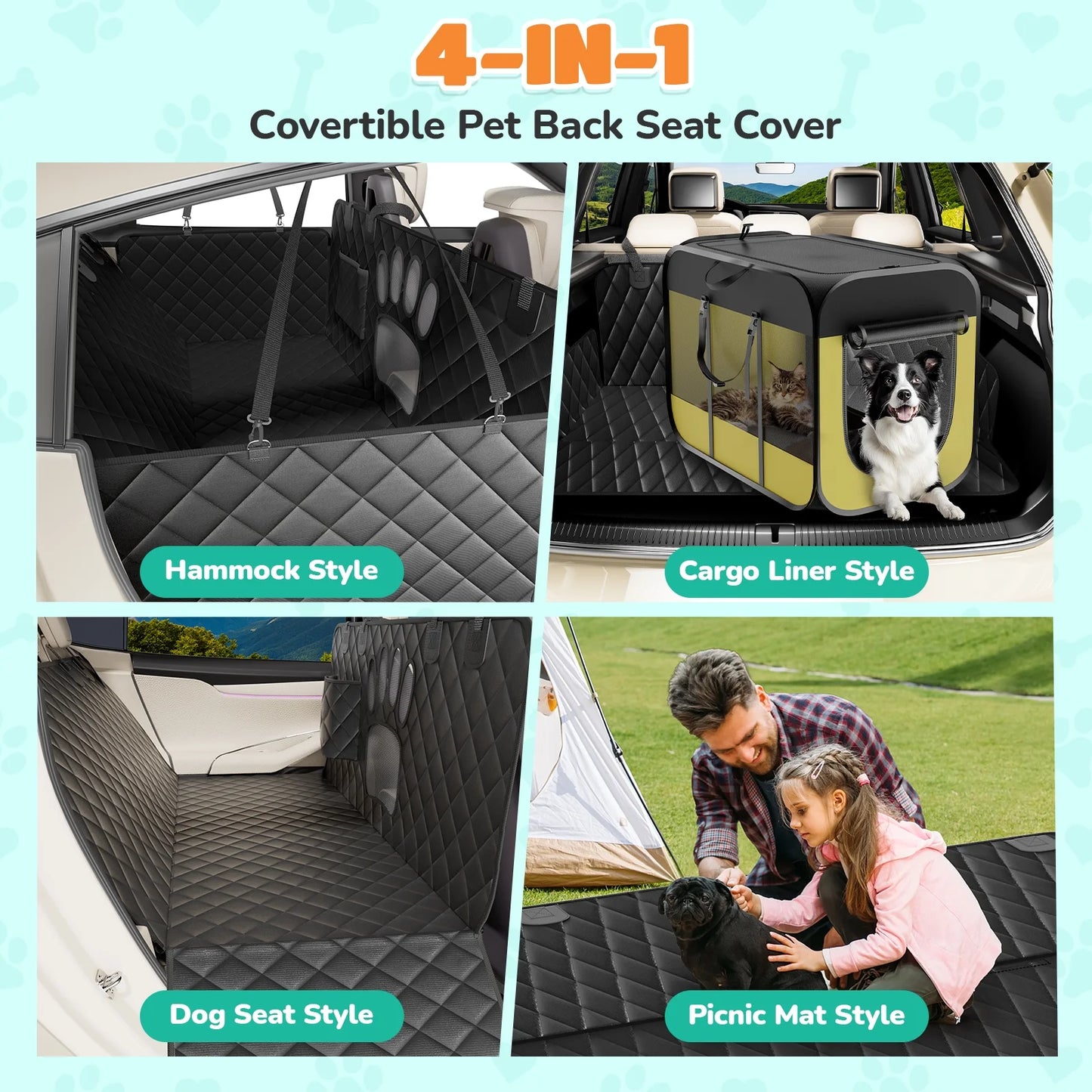 🛡️ PupHaven Waterproof Hammock Car Seat Cover