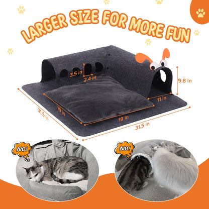 🐱 TunnelNook 2-in-1 Cat Bed & Play Tunnel