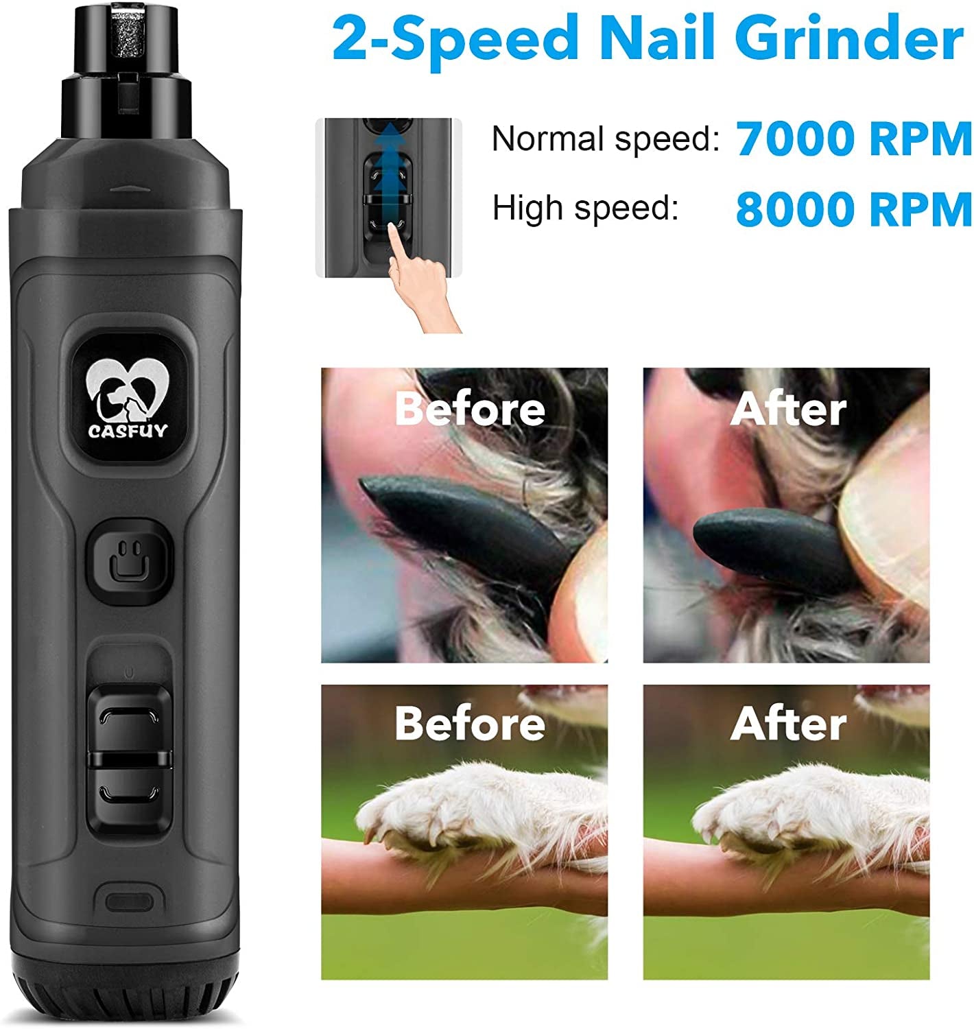 💡 2-Speed LED Pet Nail Grinder – Safe & Painless Trim